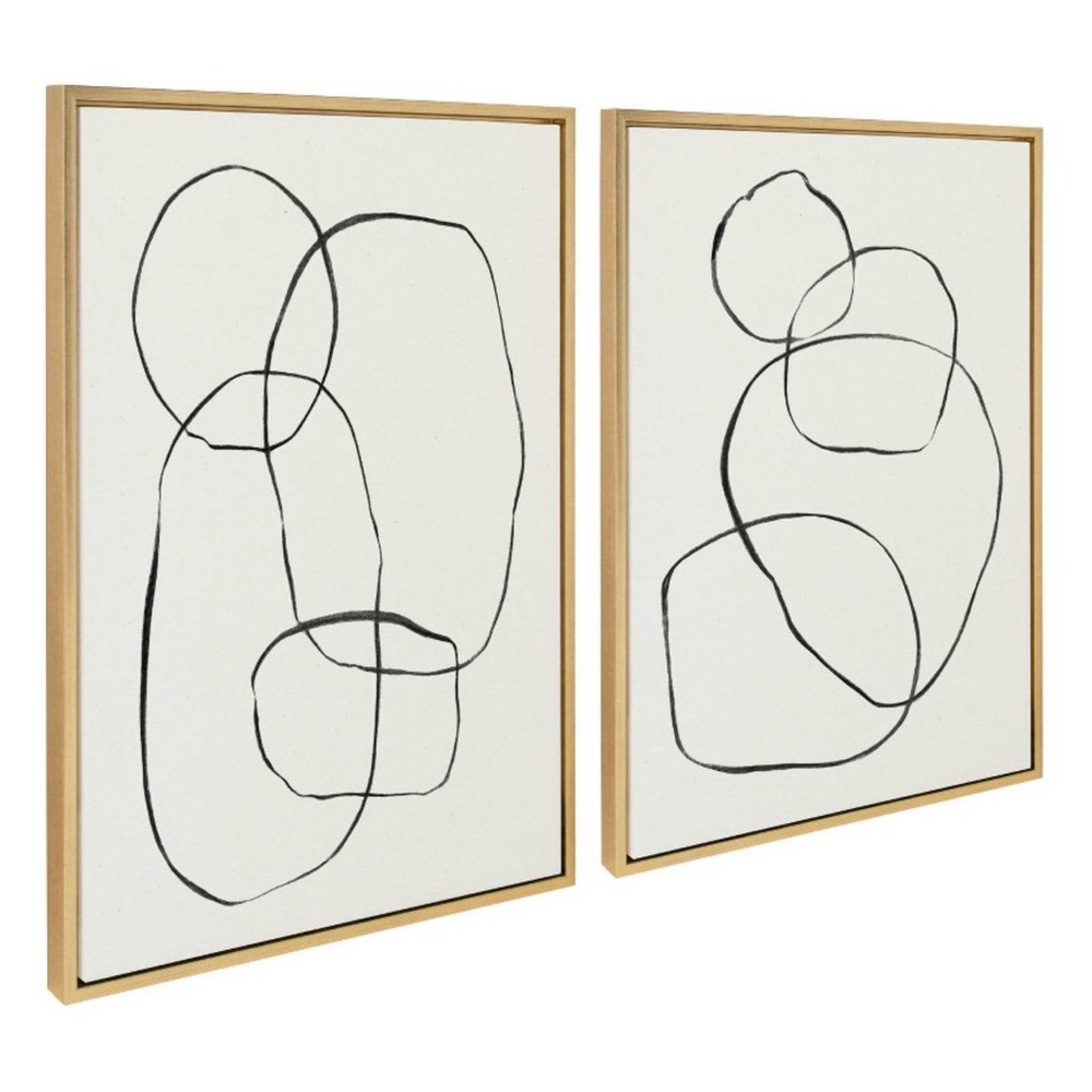 kATE&LAUREL Set of 2 (23"*33") Sylvie going in circles framed textured canvas - Picture 2 of 7